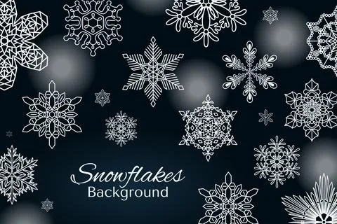 Snowflakes, falling snow frame, background Stock Illustration