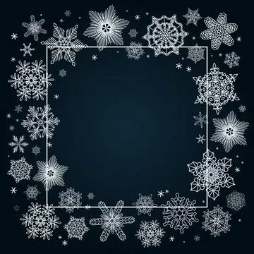 Snowflakes, falling snow frame, background Stock Illustration