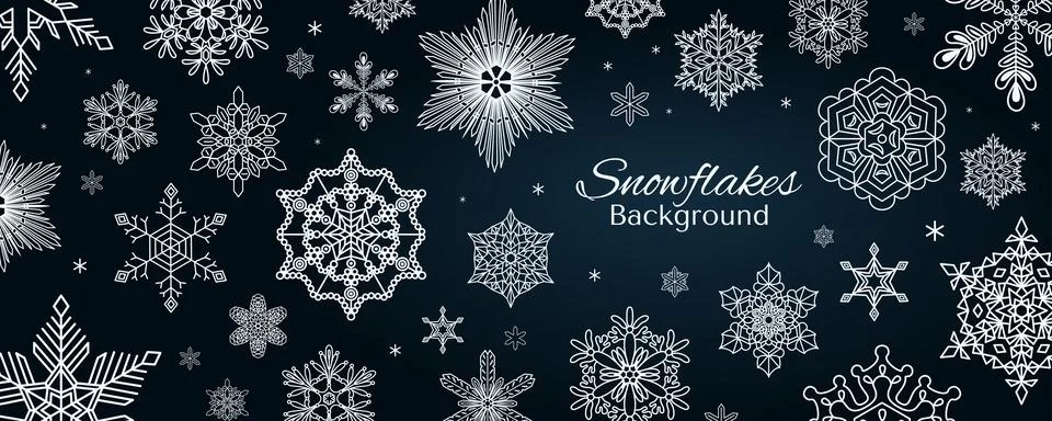 Snowflakes, falling snow frame, background Stock Illustration