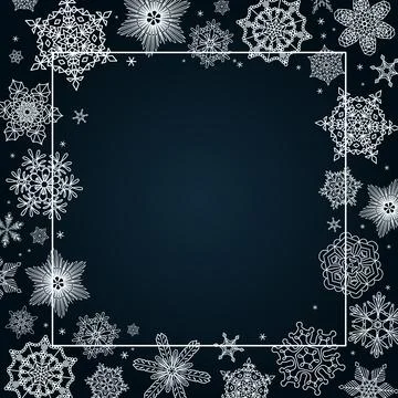 Snowflakes, falling snow frame, background Stock Illustration