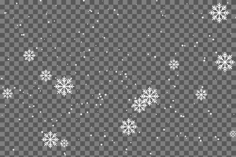 Snowflakes falling on transparent background, winter weather pattern 스톡 일러스트