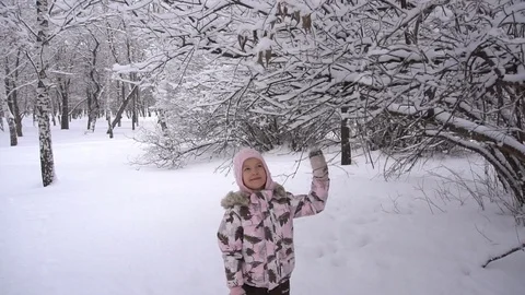 Snowflakes falling from the tree to the child Video stock 84795230