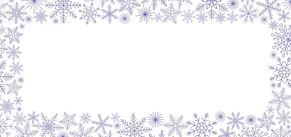 Snowflakes festive Christmas rectangular frame simple hand drawn vector 스톡 일러스트