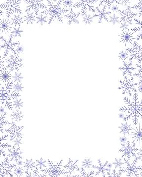 Snowflakes festive Christmas rectangular vertical frame simple hand drawn vec Illustrazione stock