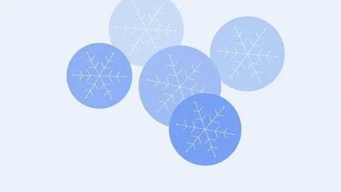 Snowflakes floating in light blue circular background winter illustration Stock Illustration