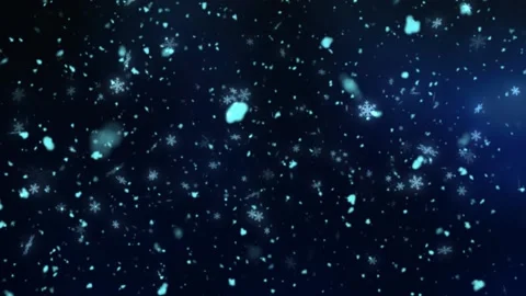 Snowflakes flying against a deep blue frozen background Stock Footage 236419422