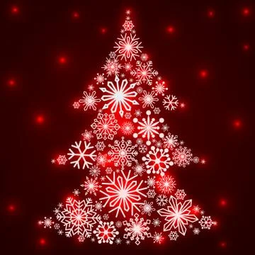 Snowflakes in the form of a Christmas tree. Winter themes. Snowflakes of Stock Illustration