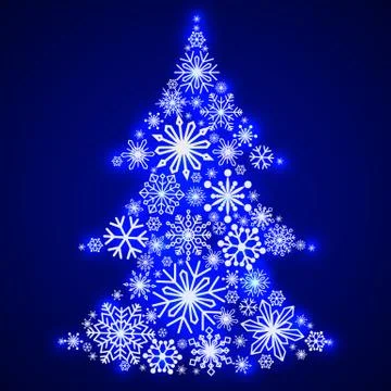 Snowflakes in the form of a Christmas tree. Winter themes. Snowflakes of Stock Illustration