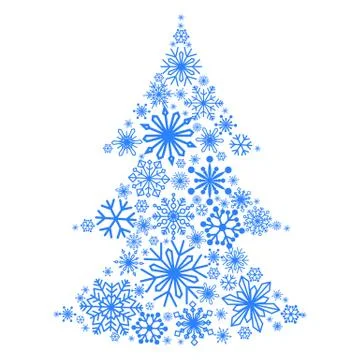 Snowflakes in the form of a Christmas tree. Winter themes. Snowflakes of Stock Illustration