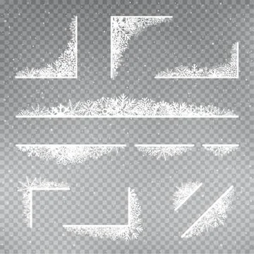 Snowflakes frame corner template set Stock Illustration