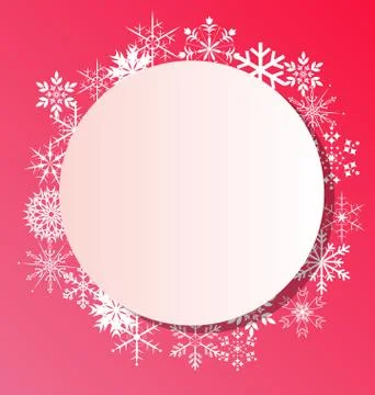 Snowflakes frame on pink background Stock Illustration