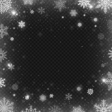 Snowflakes frame. Winter snowed border, frost snowflake and christmas cold .. Stock Illustration