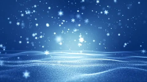 Snowflakes gently fall on a shimmering, blue background. New Year Stock Footage 289800920