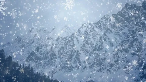 Snowflakes gently falling snow over a serene mountain range with soft lighting a Stock Footage 327319548