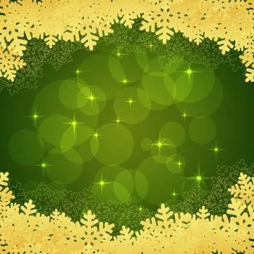 Snowflakes green background Stock Illustration