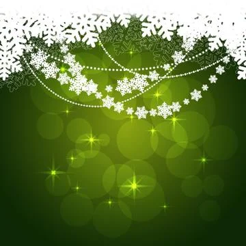 Snowflakes green background Stock-Illustration