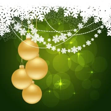 Snowflakes green background Stock Illustration