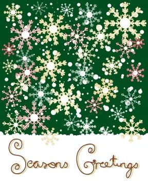 Snowflakes on green Stock Illustration