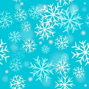 Snowflakes hand drawn seamless pattern Stock Illustration