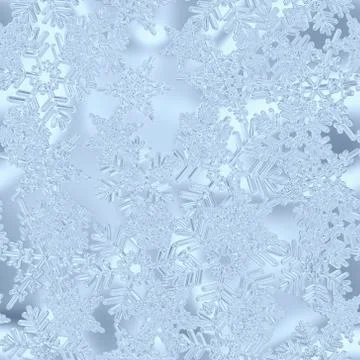 Snowflakes on ice, winter 3d pattern, seamless background, close up Stock Illustration