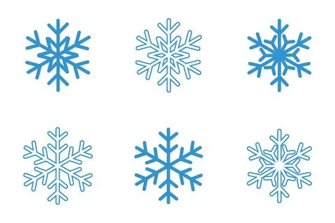 Snowflakes icon set over white background, flat style, vector illustration. Stock Illustration