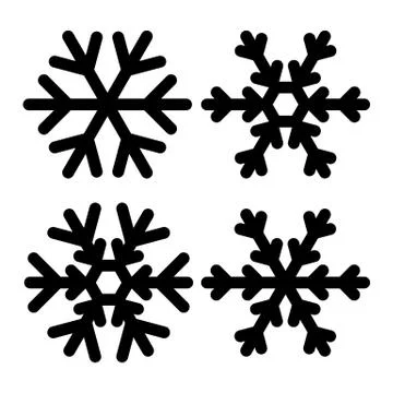 Snowflakes icon set vector illustration. Black and white. Stock Illustration