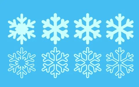 Snowflakes icon set vector on Light Blue Background Stock Illustration