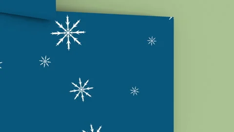 Snowflakes icons falling over three blue frames against copy space on grey Stock Footage 315157522