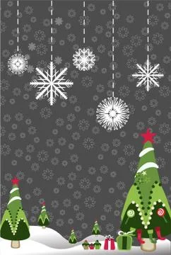 Snowflakes landscape tree vector Stock Illustration