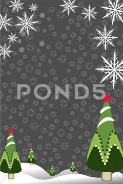 Snowflakes landscape tree vector Stock Illustration