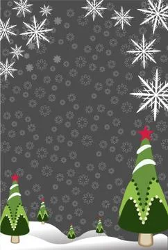 Snowflakes landscape tree vector Stock Illustration