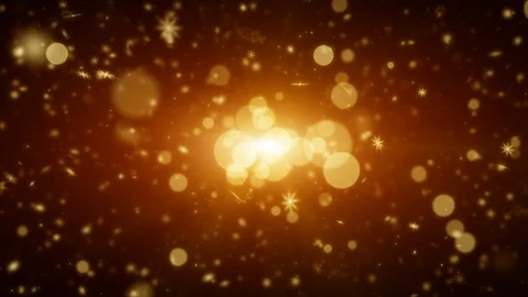 Snowflakes with light in and particles. Abstract golden background Stock Footage 117835456
