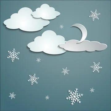 Snowflakes, moon Stock Illustration