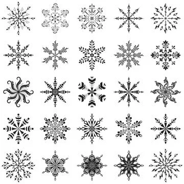 Snowflakes outline, set Stock Illustration