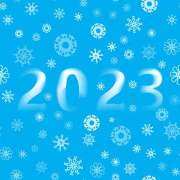 Snowflakes Pattern on Blue Sky Background. Winter Christmas Natural Texture. Stock Illustration