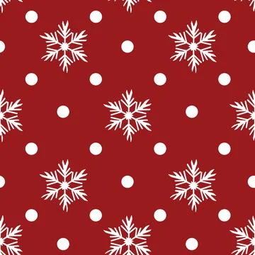 Snowflakes pattern. Christmas falling snowflake on red backdrop. Winter holid Illustrazione stock