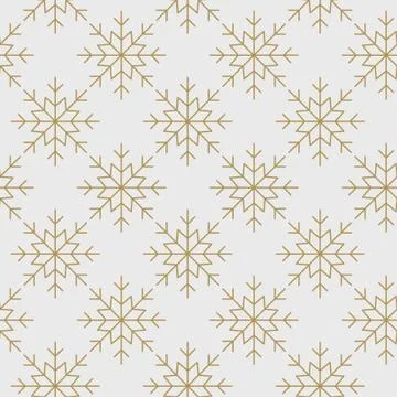 Snowflakes pattern seamless line art gold Stock Illustration