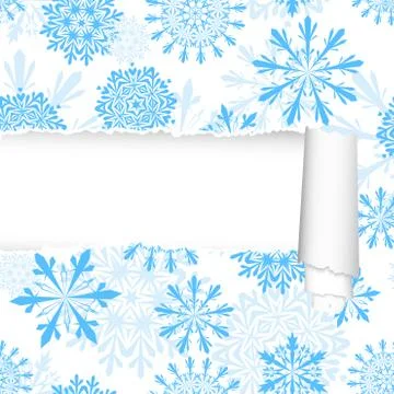 Snowflakes Pattern With Torn  Stripe Illustrazione stock