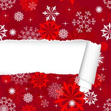 Snowflakes Pattern With Torn  Stripe Stock Illustration