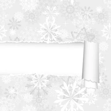 Snowflakes Pattern With Torn  Stripe Stock Illustration
