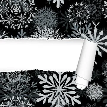 Snowflakes Pattern With Torn  Stripe Stock Illustration