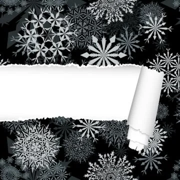Snowflakes Pattern With Torn  Stripe Illustrazione stock
