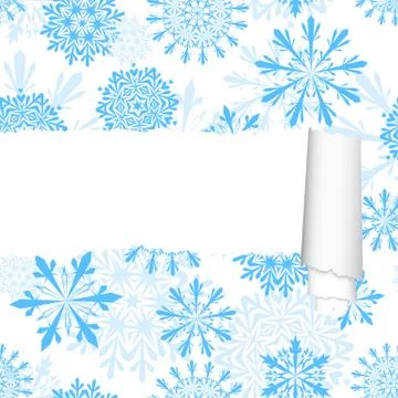 Snowflakes Pattern With Torn  Stripe Stock Illustration