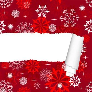 Snowflakes Pattern With Torn  Stripe Stock Illustration