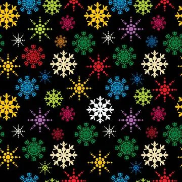 Snowflakes pattern Winter holidays seamless pattern with colored snowflake... Stock Photos