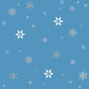 Snowflakes - raster pattern on a blue background Stock Illustration