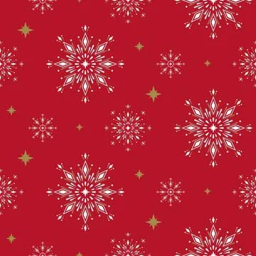 Snowflakes on a red background, Festive elegant Christmas pattern Illustrazione stock