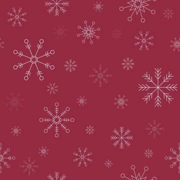 Snowflakes on red background vector seamless pattern	 스톡 일러스트