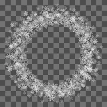 Snowflakes round frame template set on gray transparent background イラスト素材