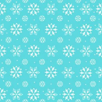 Snowflakes seamless pattern. The blue background perfectly conveys the New Year Stock Illustration
